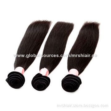 Human hair extension, virgin, yaki straight weave, natural color